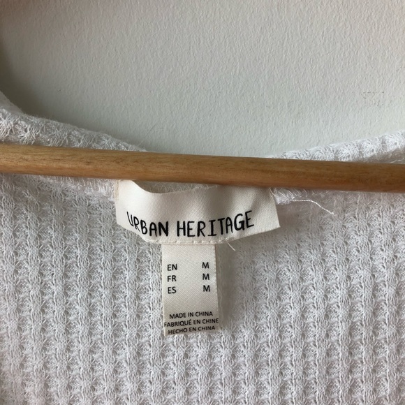 White Knit Deep V Neck Hoodie - Picture 3 of 4